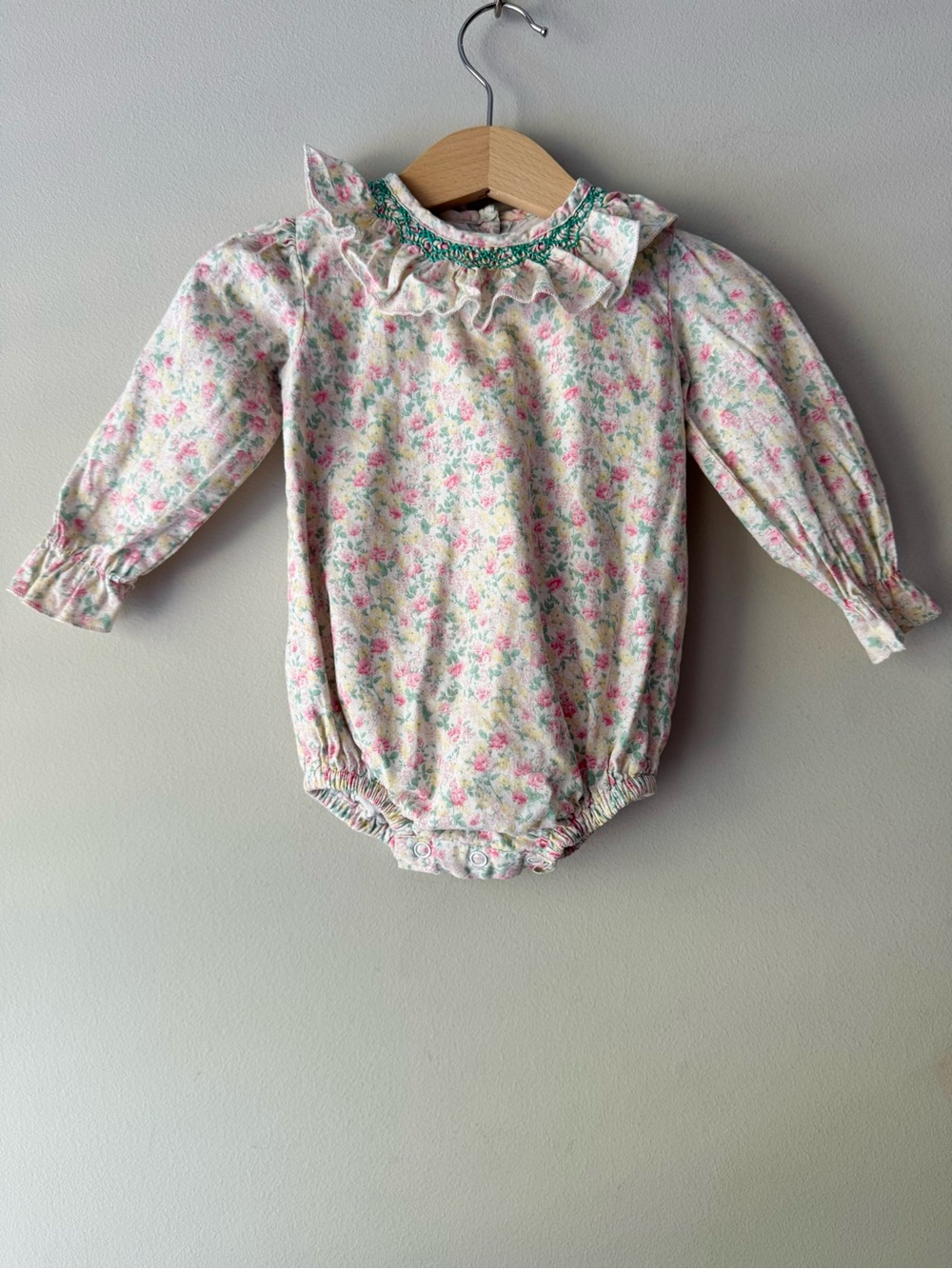 The Oaks Apparel Floral Smocked Romper